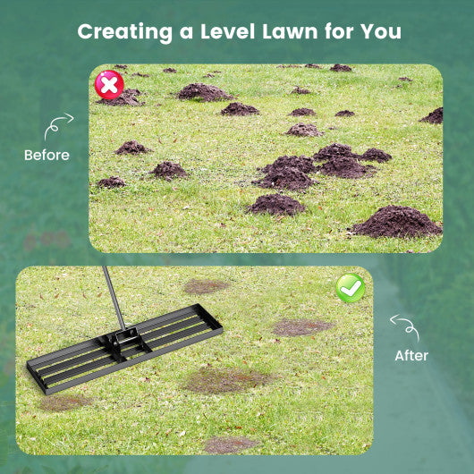 42 x 10 Inch Lawn Leveling Rake with Ergonomic Handle-Black