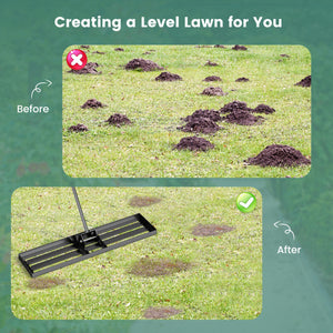 42 x 10 Inch Lawn Leveling Rake with Ergonomic Handle-Black