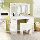 Vanity Stool Flip Top Storage Stool with Soft Padded Seat-White