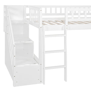 Loft Stairway Bed With 2 Drawers, Convertible Ladder And Slide by Couch.com