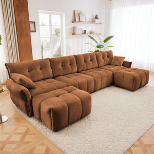 Elegant Sofa Set With Ottoman And Pillows, Textured Chenille, High Resilience Cushions by Couch.com