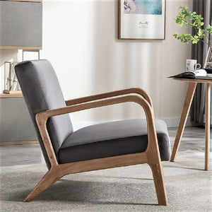 Classic Mid-Century Modern Accent Chairs, Open Framed Armchair With Cushioning