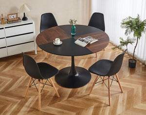 5 Pieces Dining Set, Table Metal Leg Mid-Century Dining Table For 4 - 6 People, Pedestal Dining Table, Table Leisure Coffee Table - Black by Couch.com