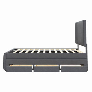 Upholstered Platform Bed With Twin Size Trundle And 3 Drawers by Couch.com