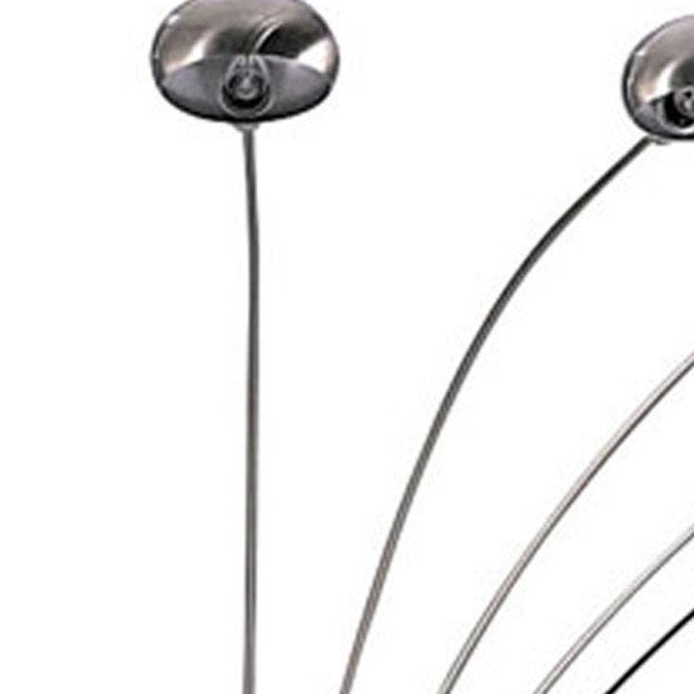 84" Gold Five Light Arc Floor Lamp With Brass Metal Dome Shade
