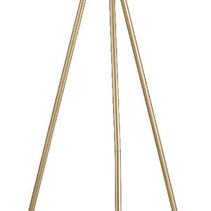 65" Gold And White Tripod Floor Lamp With White Fabric Drum Shade