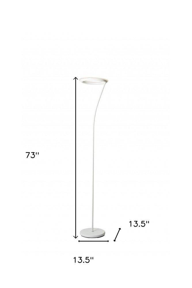 73" White LED Torchiere Floor Lamp With White