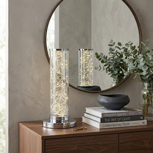 13" Silver Metal Column LED Table Lamp