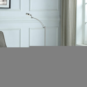 54" Silver Adjustable LED Task Floor Lamp With Silver