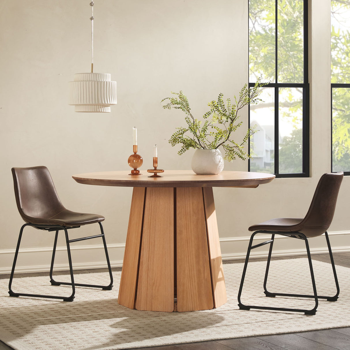 Round Pedestal Dining Table - Light Brown by Couch.com