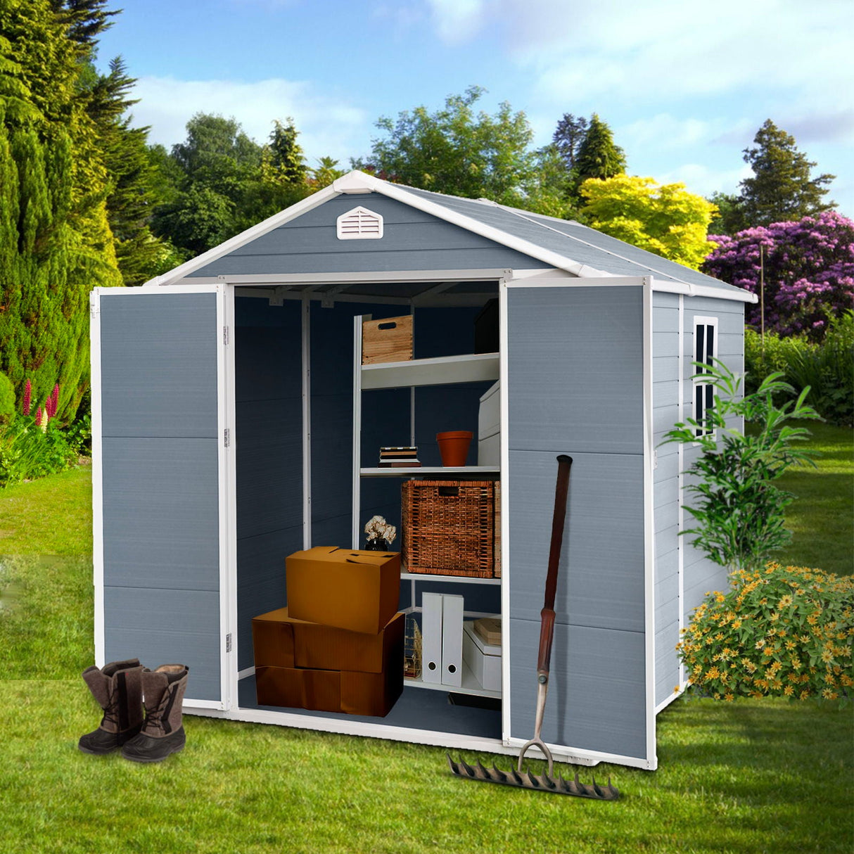 6X8Ft Resin Outdoor Storage Shed Kit-Perfect To Store Patio Furniture - Gray by Couch.com