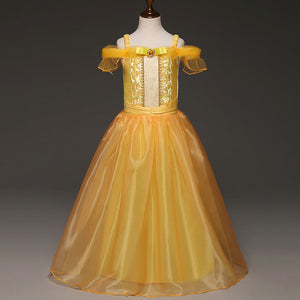 Princess Dress Inserted Beads Bright Silk Performance Dress