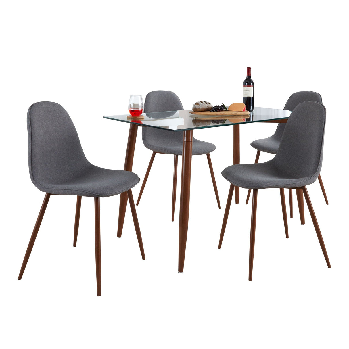 Clara Pebble - 5 Piece Mid Century Modern Elegant Dining Set by Couch.com