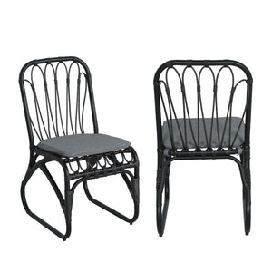 Outdoor Wicker Dining Chairs with Washable Cushion (Set of 2)