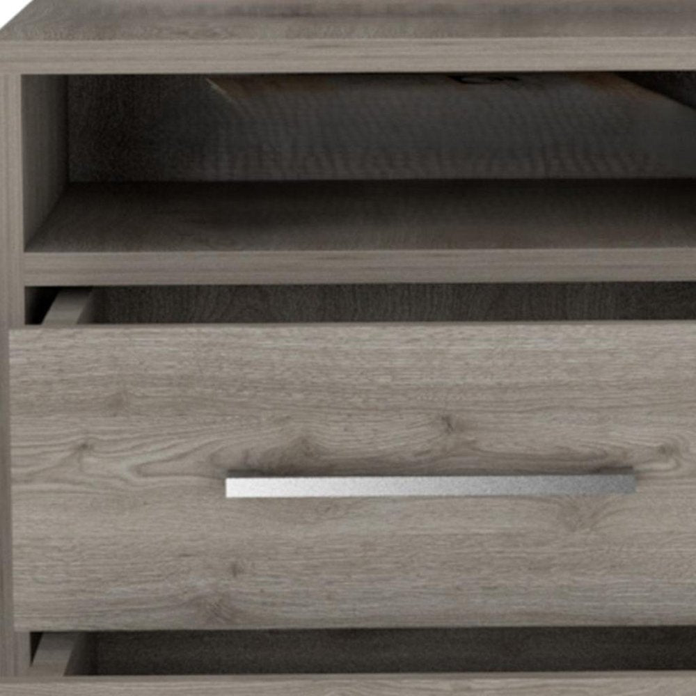 20" Light Gray Wood Two Drawer Nightstand