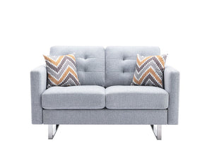 Victoria - Linen Fabric Loveseat With Metal Legs, Side Pockets, And Pillows by Couch.com