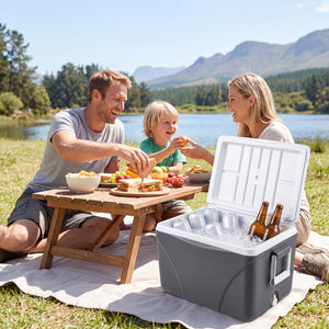 43.3 Quart Portable Hard Coolerwith Handles and 4 Cup Holders-Black