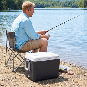 43.3 Quart Portable Hard Coolerwith Handles and 4 Cup Holders-Black