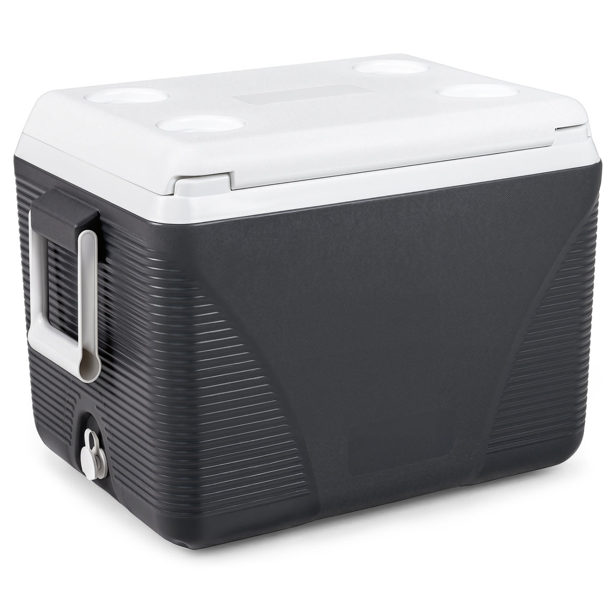 43.3 Quart Portable Hard Coolerwith Handles and 4 Cup Holders-Black