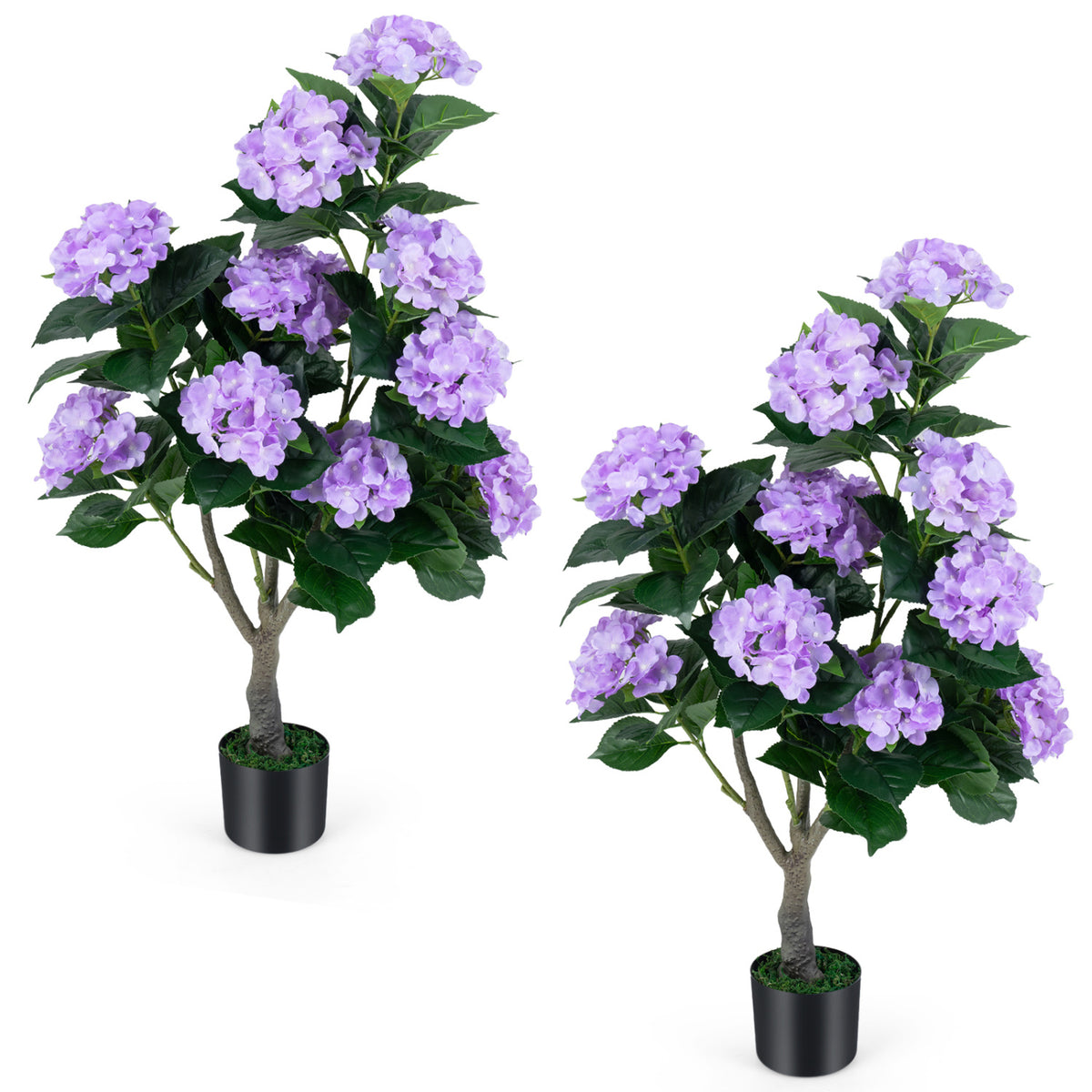 43.5" Artificial Hydrangea Tree 2 Pack-Purple