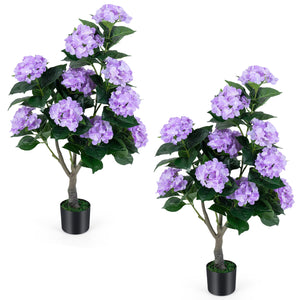 43.5" Artificial Hydrangea Tree 2 Pack-Purple