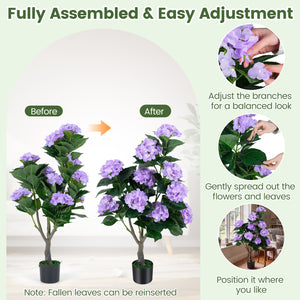 43.5" Artificial Hydrangea Tree 2 Pack-Purple