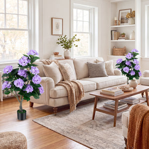 43.5" Artificial Hydrangea Tree 2 Pack-Purple