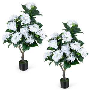 43.5" Artificial Hydrangea Tree 2 Pack-White