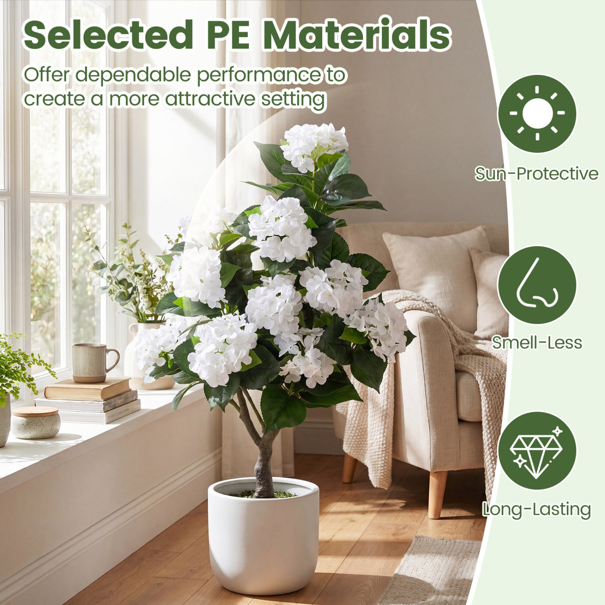43.5" Artificial Hydrangea Tree 2 Pack-White