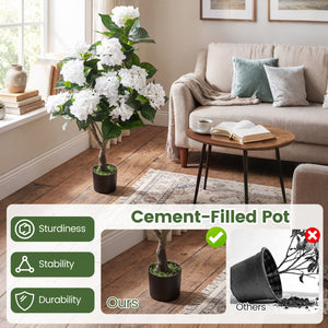 43.5" Artificial Hydrangea Tree 2 Pack-White