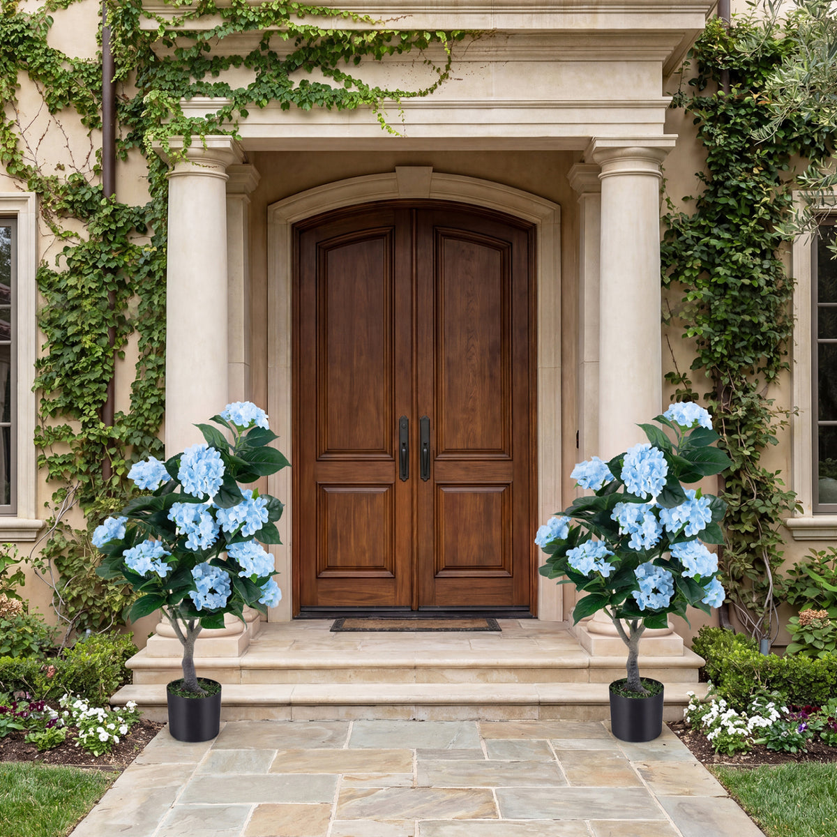 43.5" Artificial Hydrangea Tree 2 Pack-Blue