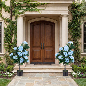 43.5" Artificial Hydrangea Tree 2 Pack-Blue
