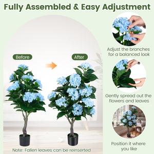 43.5" Artificial Hydrangea Tree 2 Pack-Blue