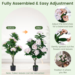 43.5" Artificial Hydrangea Tree 2 Pack-Pink