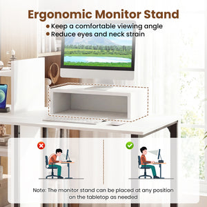 43.5" Computer Desk with Charging Station and Ergonomic Monitor Stand-White