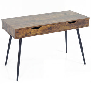 43.5 Inch Computer Desk with 2 Drawers for Small Spaces-Walnut