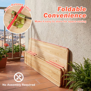 43.5 Inch Folding Kids Picnic Table & Bench Set No Assembly Wooden Toddler Table-Red