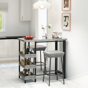 43.5 Inch Outdoor Bar Table with Tempered Glass Top