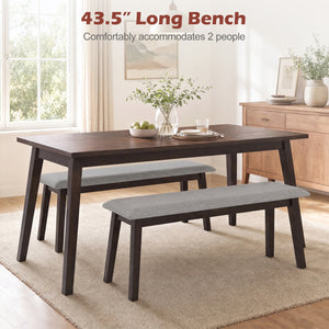 43.5 Inch Upholstered Entryway Bench with Rubber Wood Frame-Gray