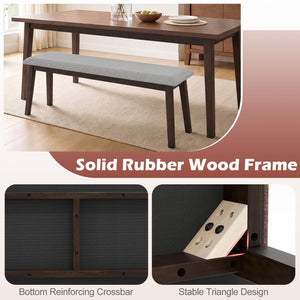 43.5 Inch Upholstered Entryway Bench with Rubber Wood Frame-Gray