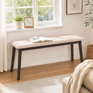43.5 Inch Upholstered Entryway Bench with Rubber Wood Frame-Beige