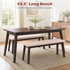 43.5 Inch Upholstered Entryway Bench with Rubber Wood Frame-Beige