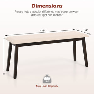 43.5 Inch Upholstered Entryway Bench with Rubber Wood Frame-Beige