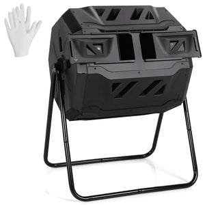 43 Gallon Composting Tumbler Compost Bin with Dual Rotating Chamber