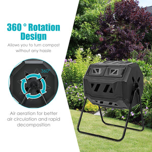 43 Gallon Composting Tumbler Compost Bin with Dual Rotating Chamber