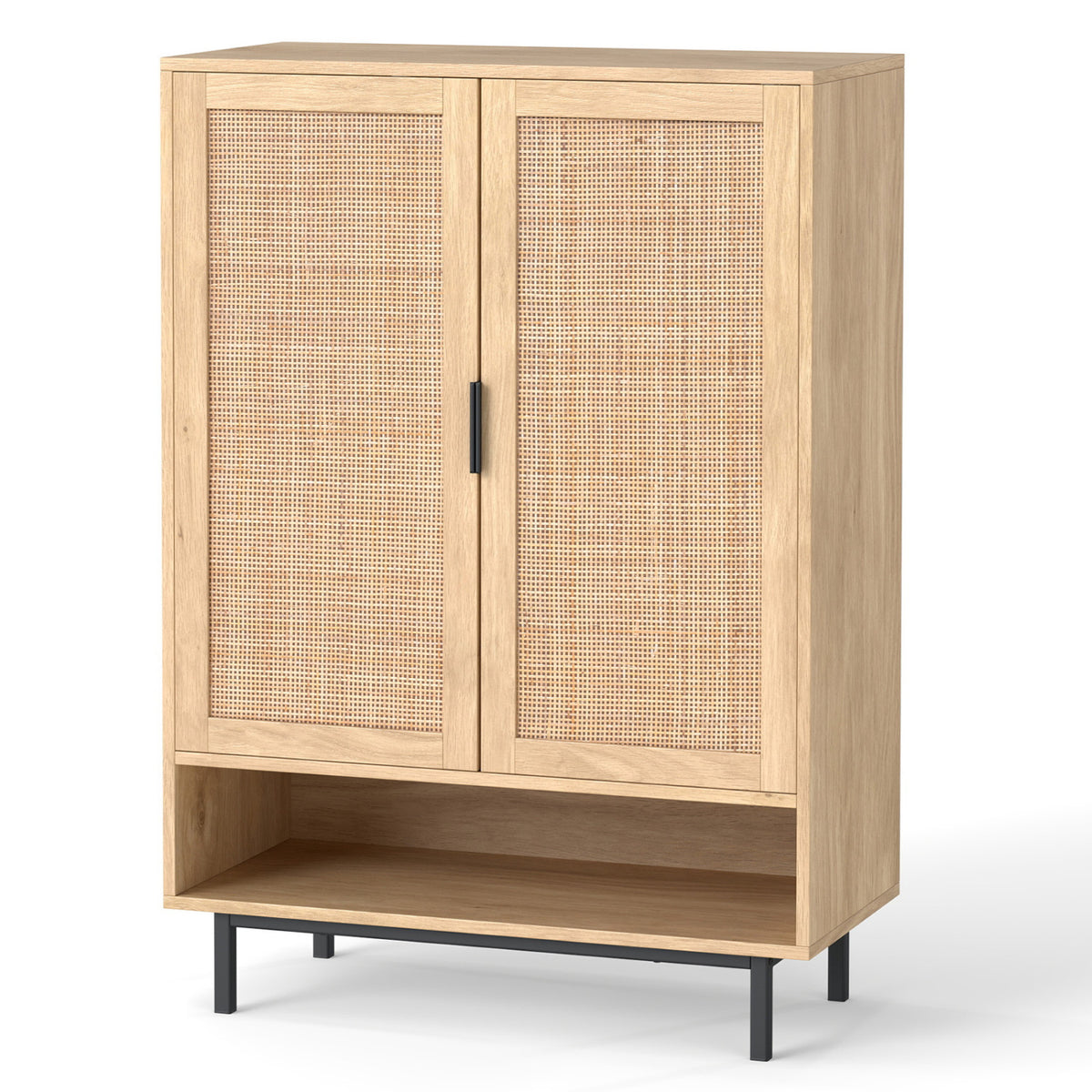 43 Inch 6-Tier Tall Shoe Cabinet with Double Doors-Natural