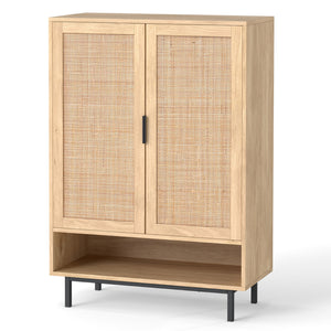 43 Inch 6-Tier Tall Shoe Cabinet with Double Doors-Natural