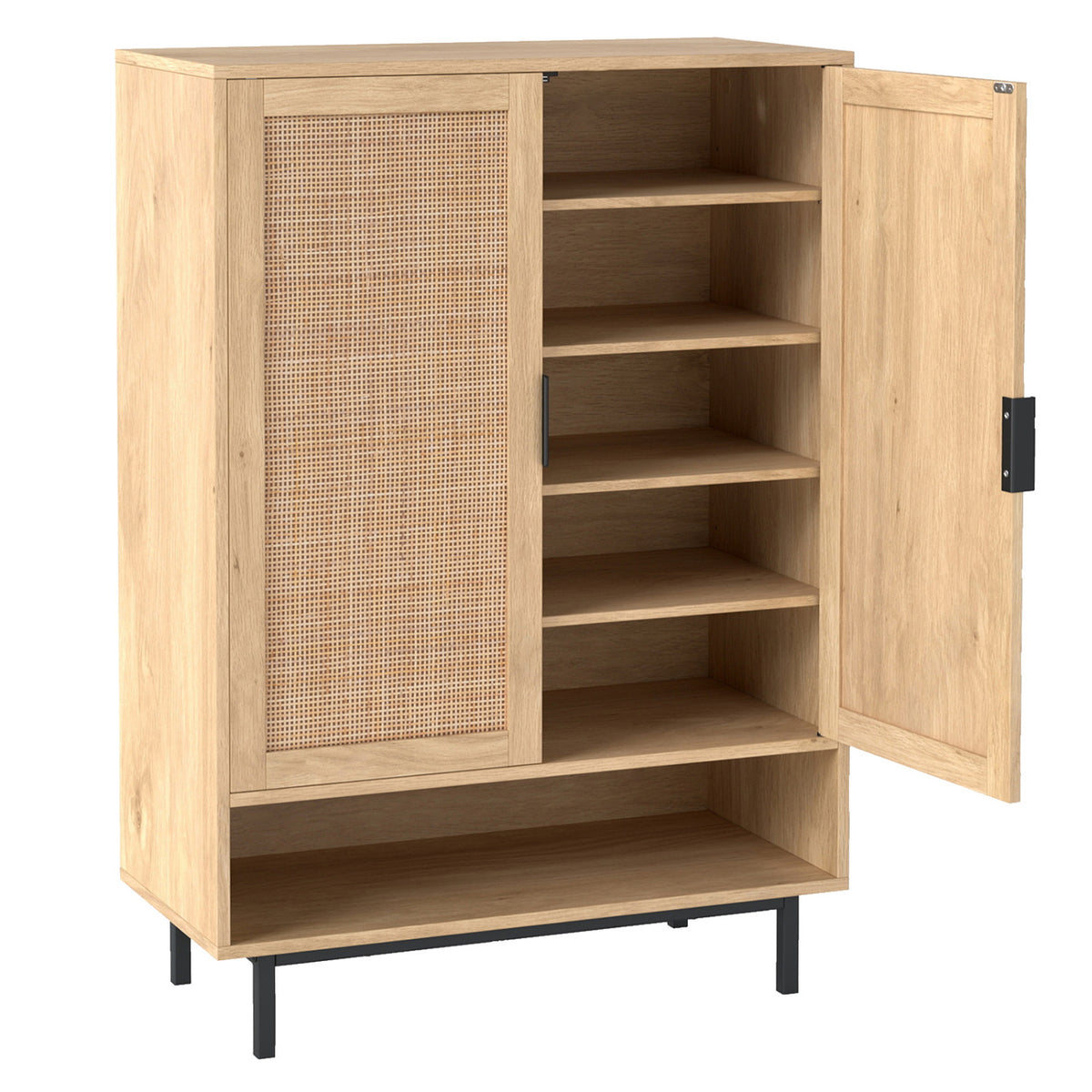 43 Inch 6-Tier Tall Shoe Cabinet with Double Doors-Natural