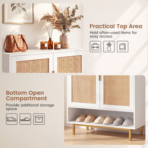 43 Inch 6-Tier Tall Shoe Cabinet with Double Doors-White