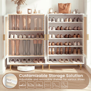 43 Inch 6-Tier Tall Shoe Cabinet with Double Doors-White